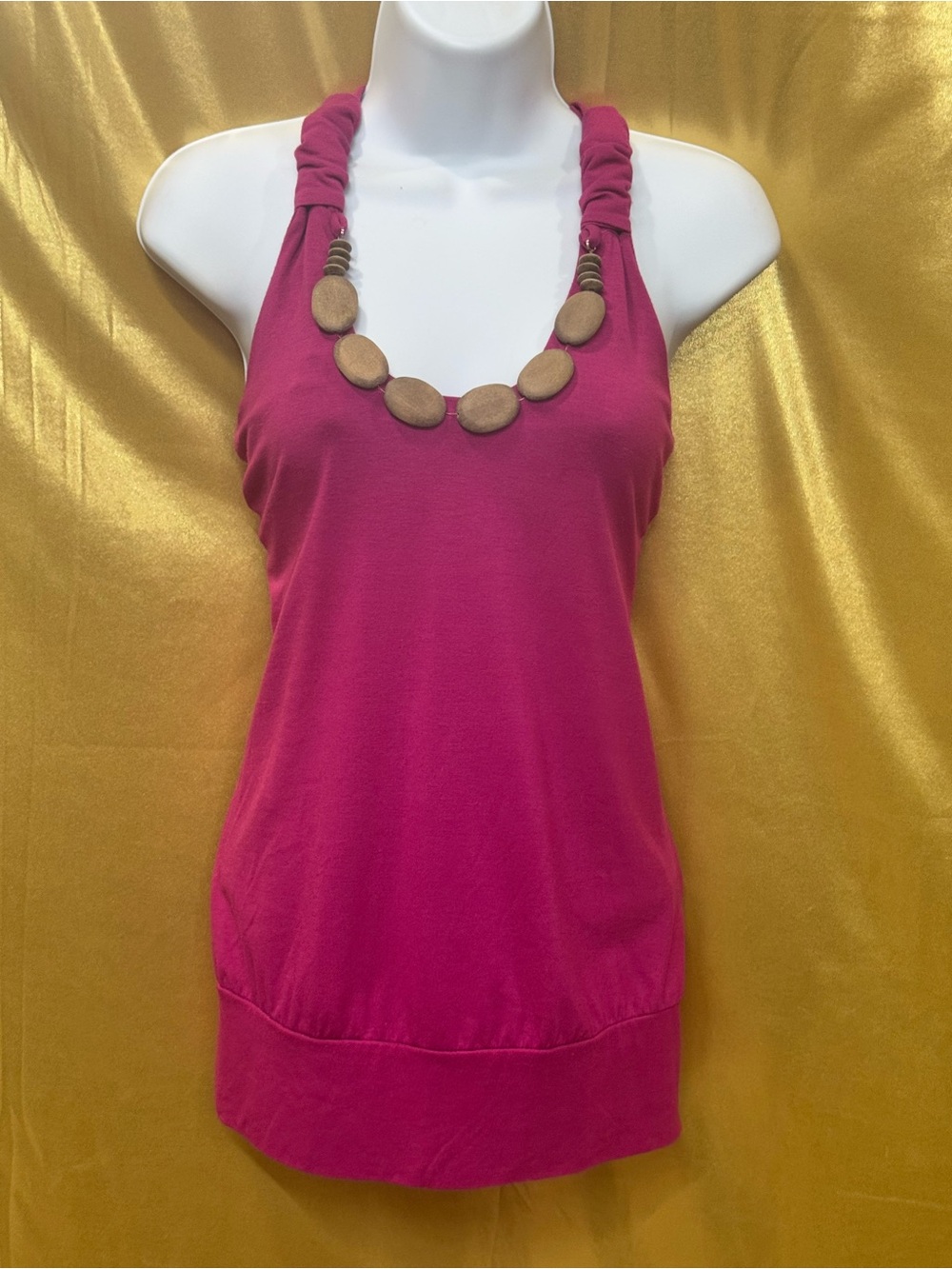 Y2K IZ Byer California Pink Beaded Halter Top M